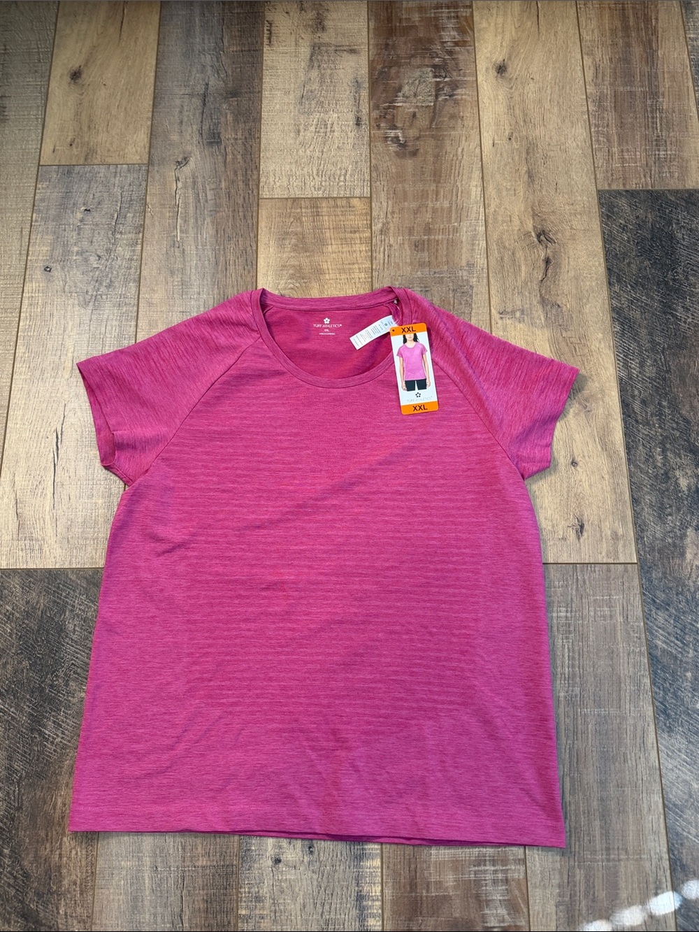 Tuff Athletics Women's Short Sleeve Active Magenta Melange Tee Shirt XXL NWT